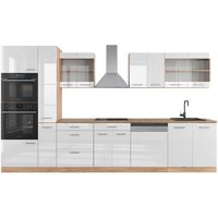 Küchenzeile R-Line 350cm Eiche/Weiß Hochglanz Modern Vicco von Vicco