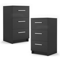 Vicco - Nachttisch , Schwarz, 38 x 66 cm 2er Set von Vicco