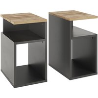 Nachttisch Elios, Anthrazit/Goldkraft Eiche, 2er Set, Vicco von Vicco