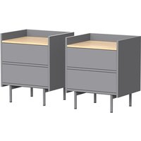 Nachttisch Velina, Grau/Eiche, 2er Set, Vicco von Vicco