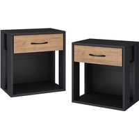 Nachttisch Virela, Anthrazit/Goldkraft Eiche, 39 x 41 cm 2er Set, Vicco von Vicco