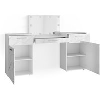 Schminktisch Irma, Weiß, 190.3 cm mit led Beleuchtung Vicco von Vicco