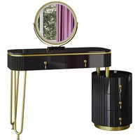 Schminktisch Charlène, Schwarz, 100 cm mit LED-Spiegel, Vicco von Vicco