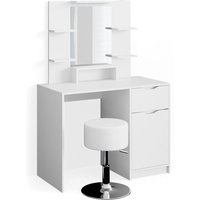 Schminktisch Ruben Little, Weiß, 100 cm mit Hocker, Vicco von Vicco