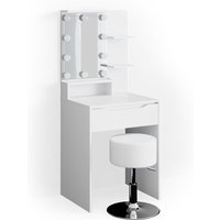 Vicco - Schminktisch Ruben, Weiß, 60 cm mit led Beleuchtung und Hocker von Vicco