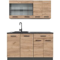 Singleküche R-Line, Goldkraft Eiche/Anthrazit, 140 cm , AP Anthrazit, Vicco von Vicco