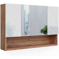 Spiegelschrank Irma 80 cm Eiche/Weiß Hochglanz Vicco von Vicco