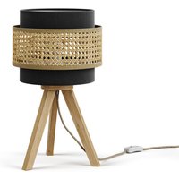 Tischlampe Morten, Rattan/Schwarz, 26 x 45 cm mit Standfuß Vicco von Vicco