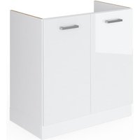 Spülenunterschrank R-Line, Weiß Hochglanz, 80 cm mit Türen, ohne Arbeitsplatte Vicco von Vicco