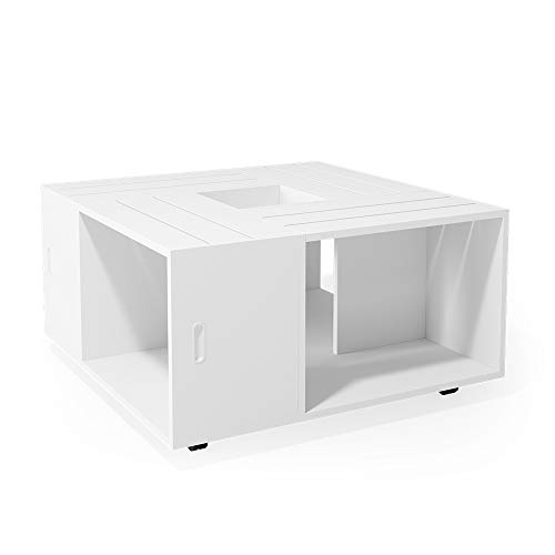 Vicco Couchtisch Anton, Couchtisch mit der Ablage, Weiß, 80 x 80 cm von Vicco
