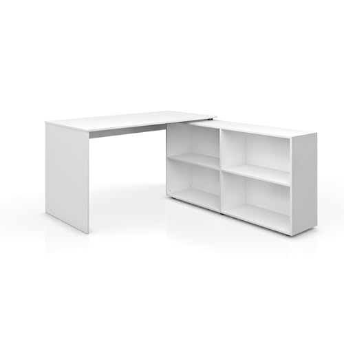 Vicco Eckschreibtisch FlexPlus, Winkelschreibtisch, Weiß, 137 x 60 cm von Vicco
