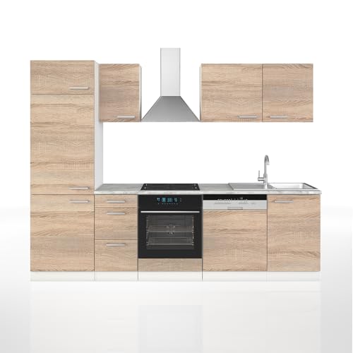 Vicco Küchenzeile Optima, Sonoma/Weiß, 270 cm ohne Arbeitsplatte von Vicco