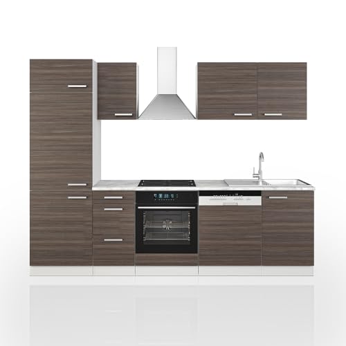 Vicco Küchenzeile Optima, Edelgrau/Weiß, 270 cm ohne Arbeitsplatte von Vicco