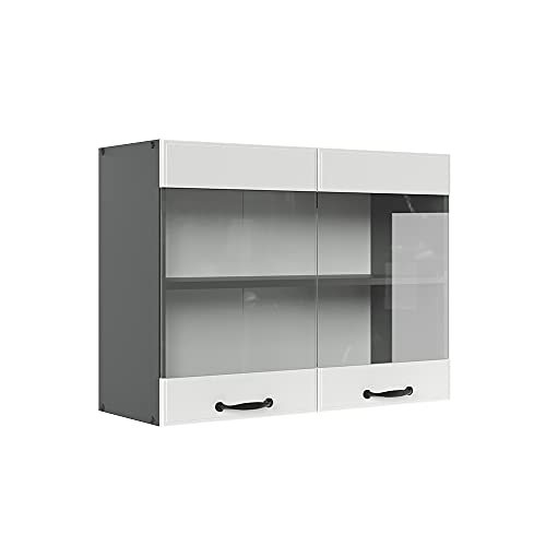 Vicco Küchenschrank Glas R-Line, Weiß Landhaus/Anthrazit, 80 cm von Vicco