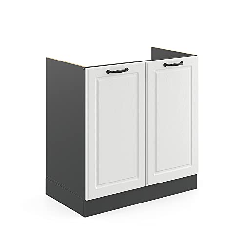 Vicco Spülenunterschrank R-Line, Weiß Landhaus/Anthrazit, 80 cm ohne Arbeitsplatte von Vicco