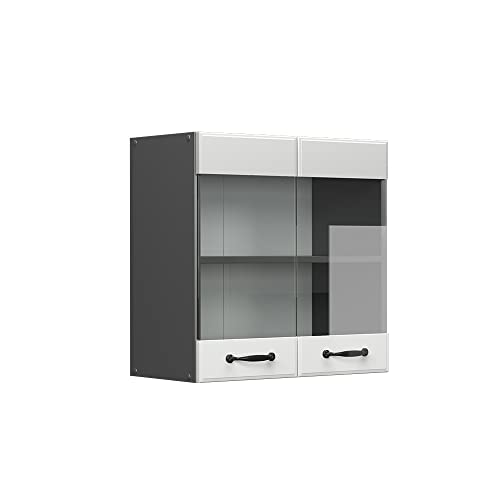 Vicco Küchenschrank Glas R-Line, Weiß Landhaus/Anthrazit, 60 cm von Vicco