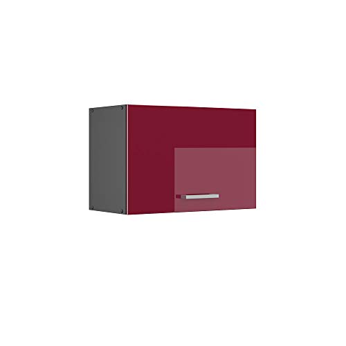 Vicco Hängeschrank R-Line, hängender Küchenschrank, Bordeaux Hochglanz/Anthrazit, 60 cm Flach von Vicco