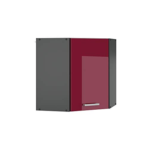 Vicco Eckhängeschrank R-Line, Küchen-Eckschrank, Bordeaux Hochglanz/Anthrazit, 57 cm von Vicco
