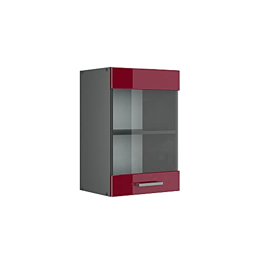 Vicco Küchenschrank Glas R-Line, Bordeaux Hochglanz/Anthrazit, 40 cm von Vicco