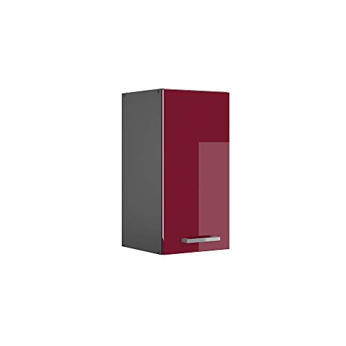 Vicco Hängeschrank R-Line, hängender Küchenschrank, Bordeaux Hochglanz/Anthrazit, 30 cm von Vicco