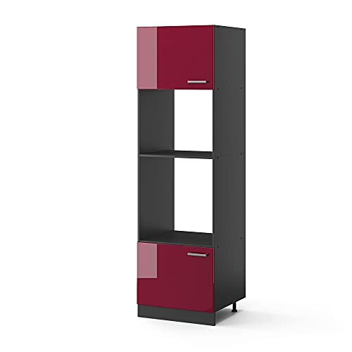 Vicco Mikrowellenschrank R-Line, Küchenregal für die Mikrowelle, Bordeaux Hochglanz/Anthrazit, 60 cm von Vicco
