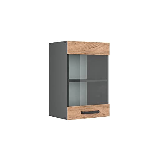 Vicco Küchenschrank Glas R-Line, Goldkraft Eiche/Anthrazit, 40 cm von Vicco