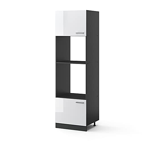Vicco Mikrowellenschrank R-Line, Küchenregal für die Mikrowelle, Weiß Hochglanz/Anthrazit, 60 cm von Vicco