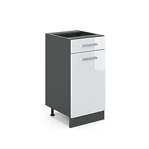 Vicco Küchenunterschrank R-Line, Weiß Hochglanz/Anthrazit, 40 cm ohne Arbeitsplatte von Vicco