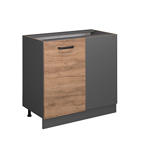 Vicco Eckschrank R-Line, Goldkraft Eiche/Anthrazit, 86 cm ohne Arbeitsplatte von Vicco