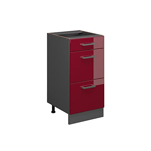 Vicco Küchenunterschrank R-Line, Bordeaux Hochglanz/Anthrazit, 40 cm mit Schubladen, ohne Arbeitsplatte Vicco Küchenunterschrank R-Line, Bordeaux Hochglanz/Anthrazit, 40 cm mit Schubladen, ohne Arbeitsplatte von Vicco