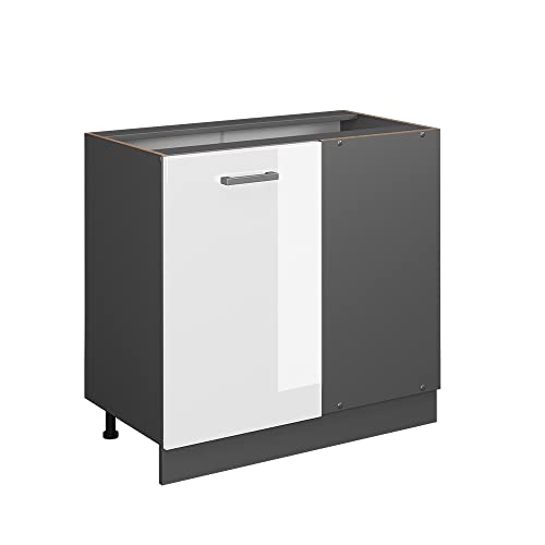 Vicco Eckunterschrank R-Line, Weiß Hochglanz/Anthrazit, 86 cm ohne Arbeitsplatte Vicco Eckunterschrank R-Line, Weiß Hochglanz/Anthrazit, 86 cm ohne Arbeitsplatte von Vicco