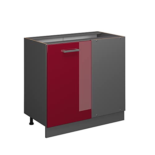 Vicco Eckunterschrank R-Line, Bordeaux Hochglanz/Anthrazit, 86 cm ohne Arbeitsplatte Vicco Eckunterschrank R-Line, Bordeaux Hochglanz/Anthrazit, 86 cm ohne Arbeitsplatte von Vicco
