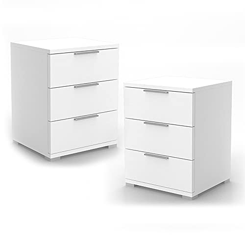 Vicco Nachttisch Florenz, Nachtkommode, Weiß, 46 x 60 cm 2er Set von Vicco