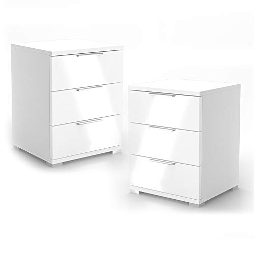 Vicco Nachttisch Florenz, Nachtkommode, Weiß, 46.2 x 60.5 cm 2er Set von Vicco