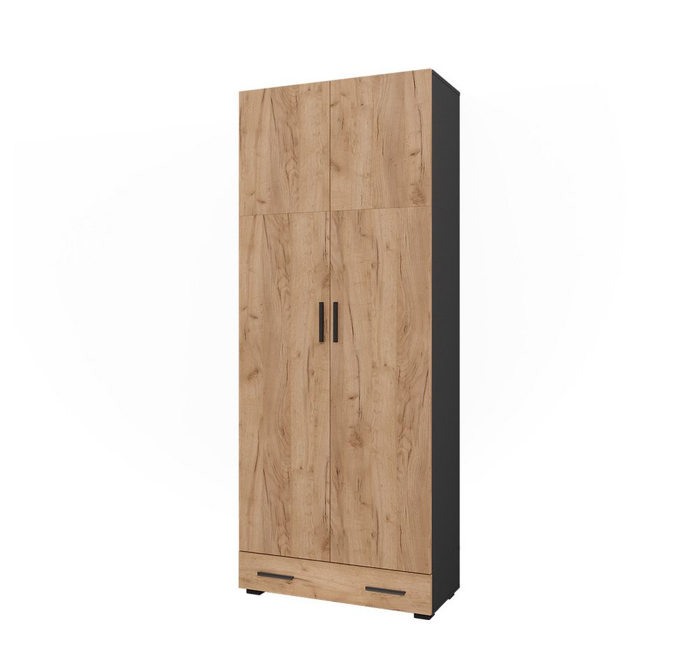 Vicco Aktenschrank Frank, Anthrazit/Goldkraft Eiche, 80 x 201.2 cm mit Schubladenmodul von Vicco