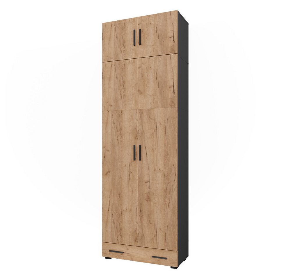 Vicco Aktenschrank Frank, Anthrazit/Goldkraft Eiche, 80 x 241.2 cm mit Schrankaufsatz ... von Vicco