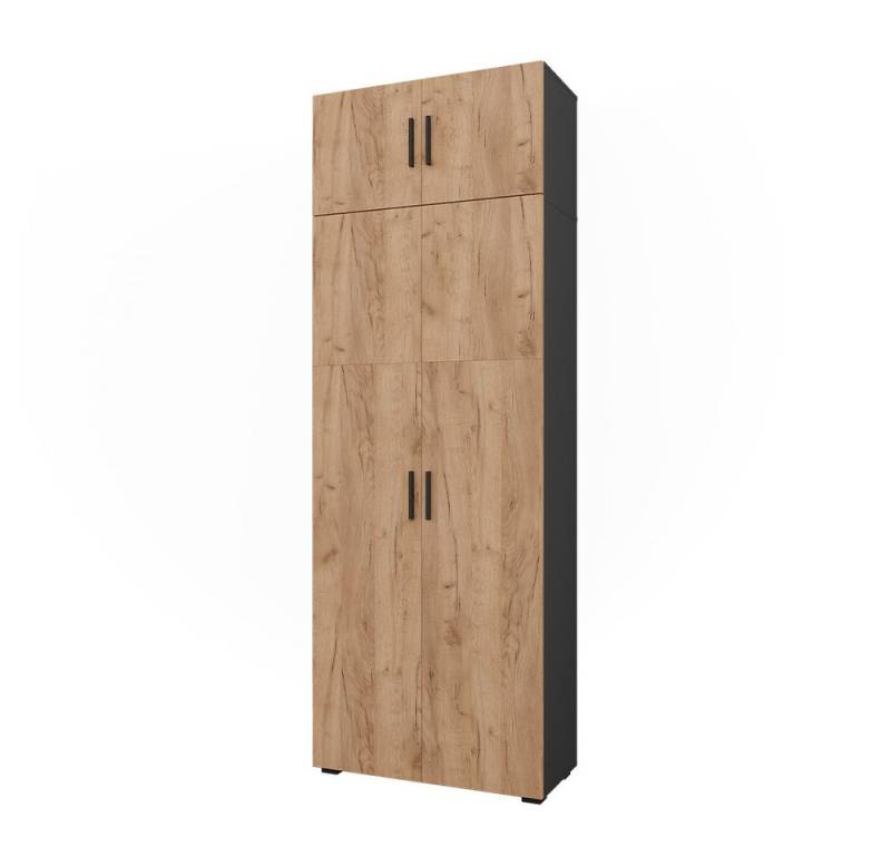 Vicco Aktenschrank Ingo, Anthrazit/Goldkraft Eiche, 80 x 223.8 cm mit Schrankaufsatz von Vicco