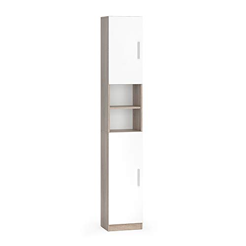 Vicco Badschrank Luis, Sonoma/Weiß, 32 x 190 cm von Vicco