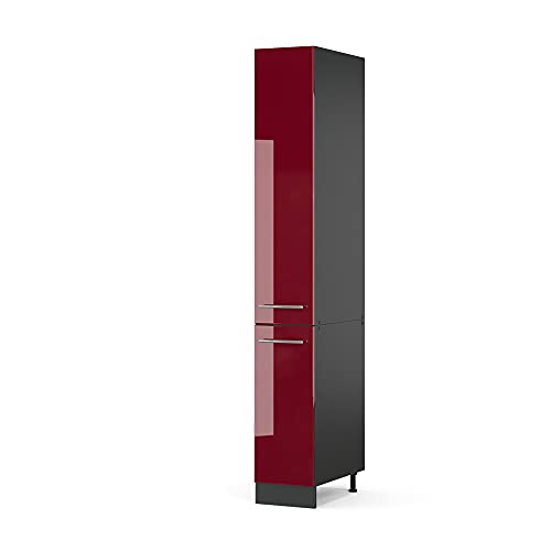 Vicco Apothekerschrank Fame-Line, Medizinschrank für die Küche, Bordeaux Hochglanz/Anthrazit, 30 cm von Vicco