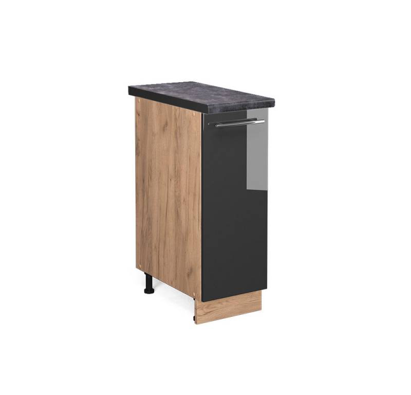 Vicco Apothekerschrank Fame-Line, Anthrazit Hochglanz/Goldkraft Eiche, 30 cm, AP Anthrazit von Vicco