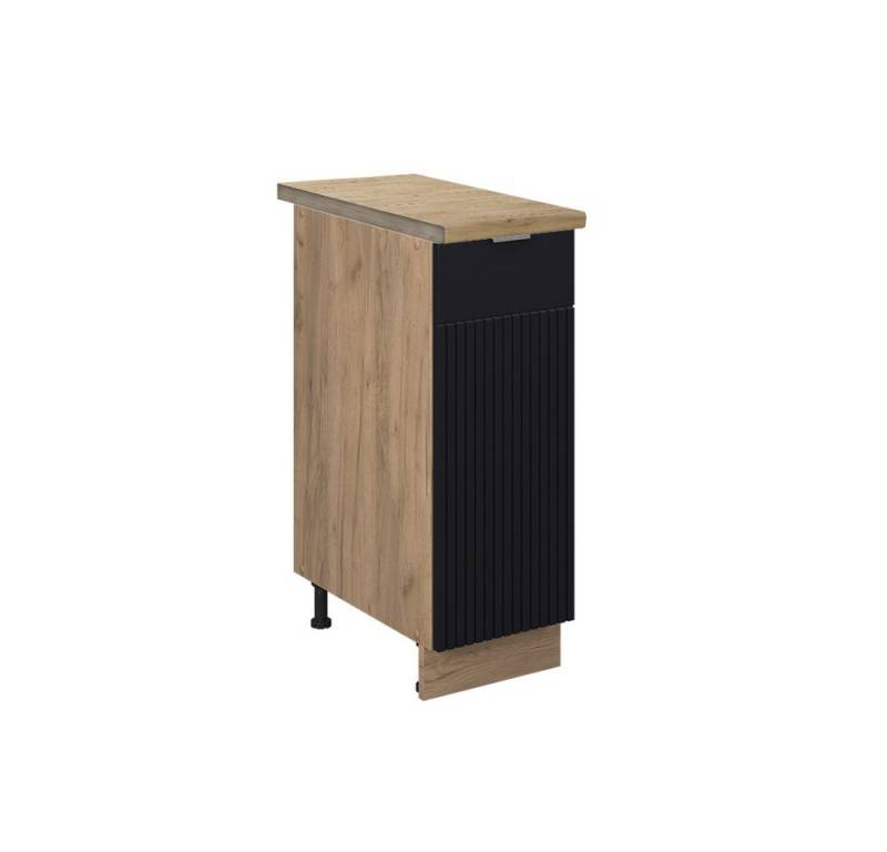 Vicco Apothekerschrank Fame-Line, Schwarz gestreift/Goldkraft Eiche, 30 cm, AP Eiche von Vicco