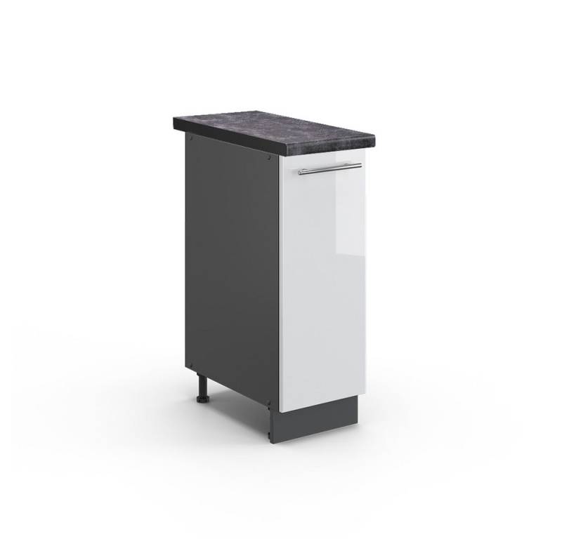 Vicco Apothekerschrank Fame-Line, Weiß Hochglanz/Anthrazit, 30 cm, AP Anthrazit von Vicco