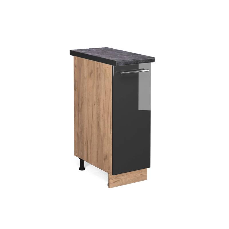 Vicco Apothekerschrank Fame-Line Anthrazit Hochglanz/Goldkraft Eiche 30 cm AP Anthrazit von Vicco