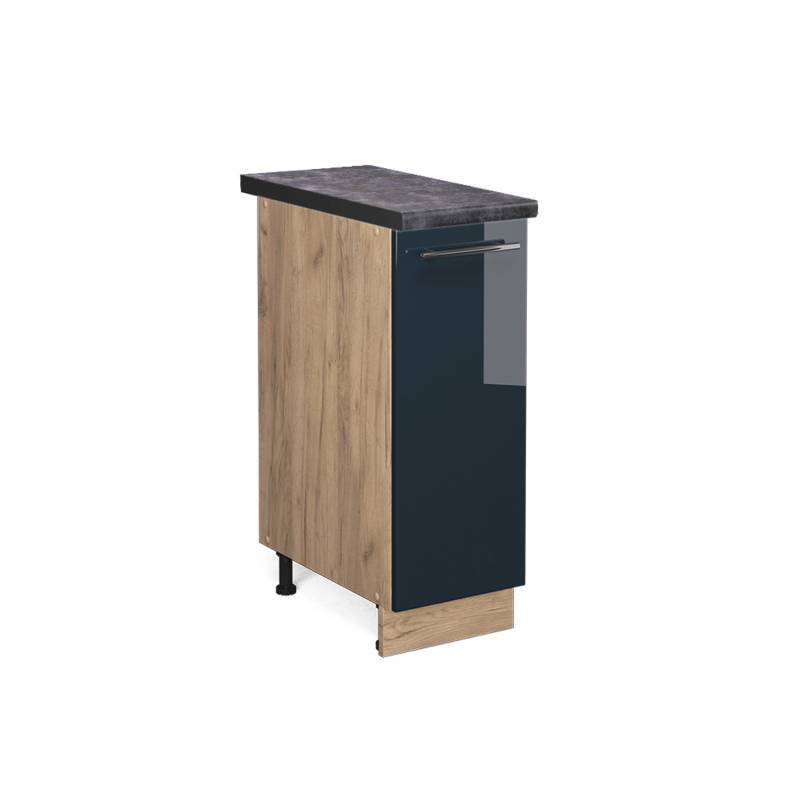 Vicco Apothekerschrank Fame-Line Dunkelblau Hochglanz/Goldkraft Eiche 30 cm AP Anthrazit von Vicco
