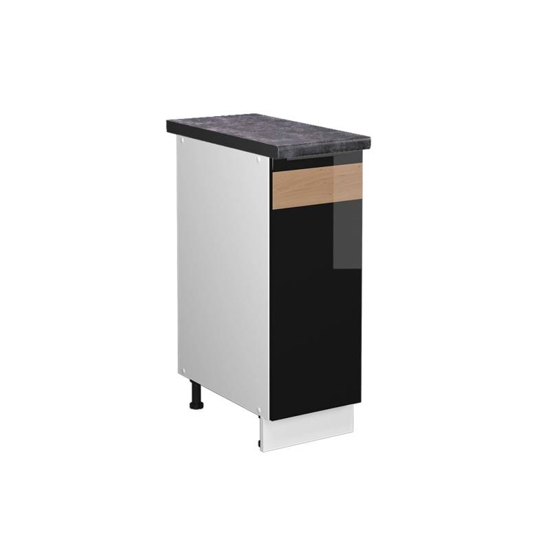 Vicco Apothekerschrank Fame-Line Schwarz Eiche hochglanz/Weiß 30 cm AP Anthrazit von Vicco