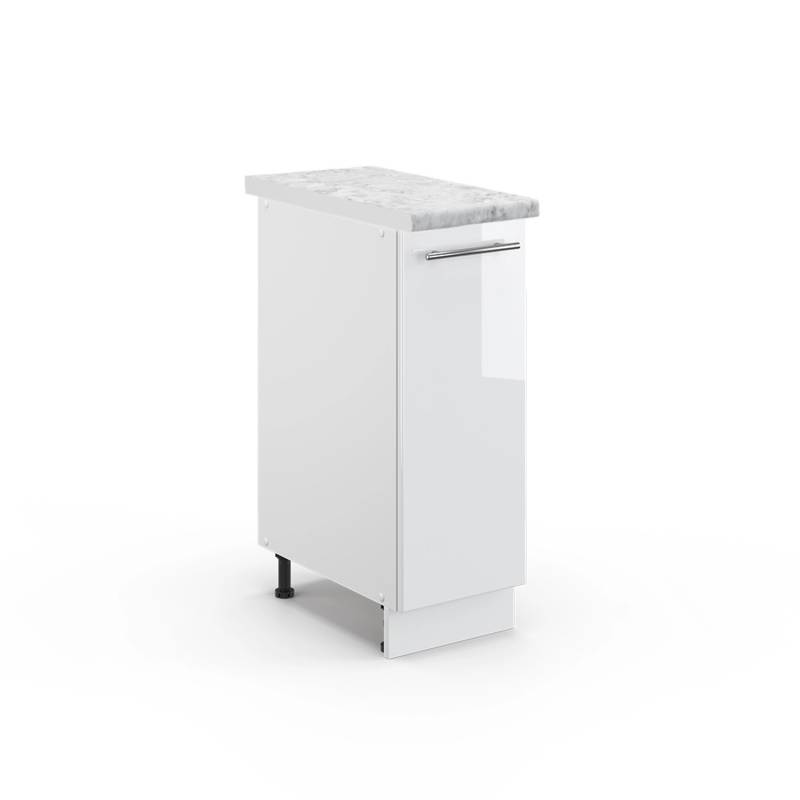 Vicco Apothekerschrank Fame-Line Weiß Hochglanz/Weiß 30 cm AP Marmor von Vicco