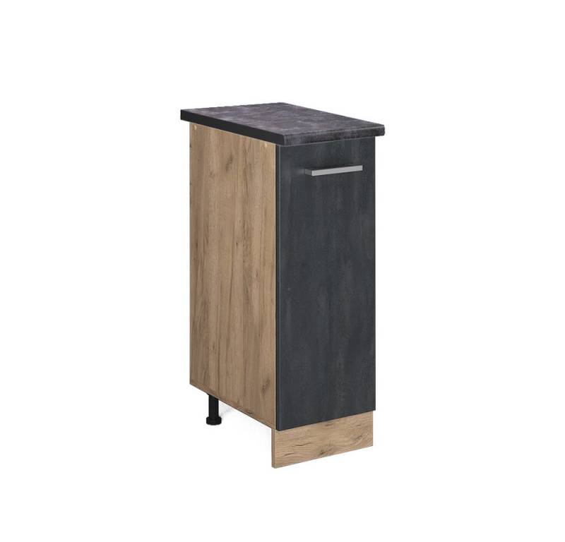Vicco Apothekerschrank R-Line, Schwarz Beton/Goldkraft Eiche, 30 cm AP Anthrazit von Vicco