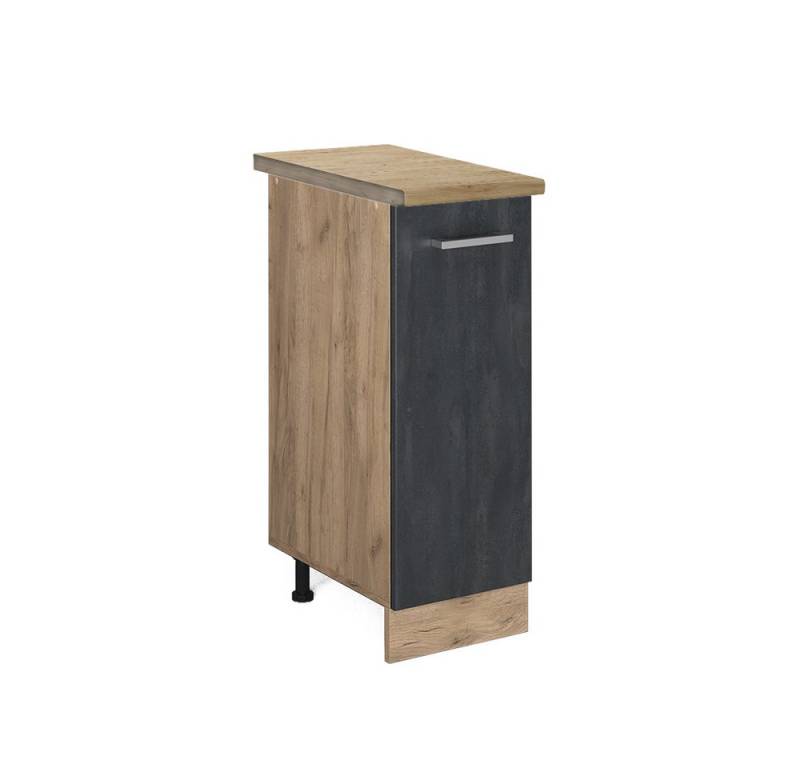 Vicco Apothekerschrank R-Line, Schwarz Beton/Goldkraft Eiche, 30 cm AP Eiche von Vicco
