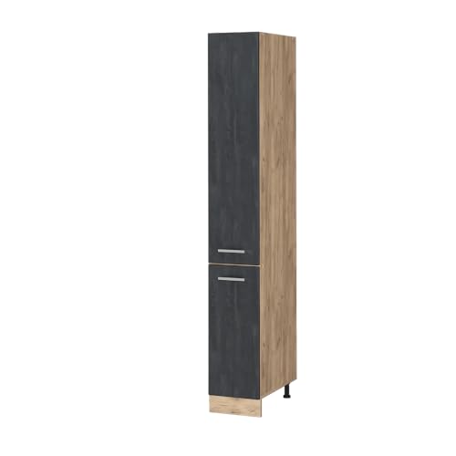 Vicco Apothekerschrank R-Line, Medizinschrank für die Küche, Schwarz Beton/Goldkraft Eiche, 30 cm von Vicco