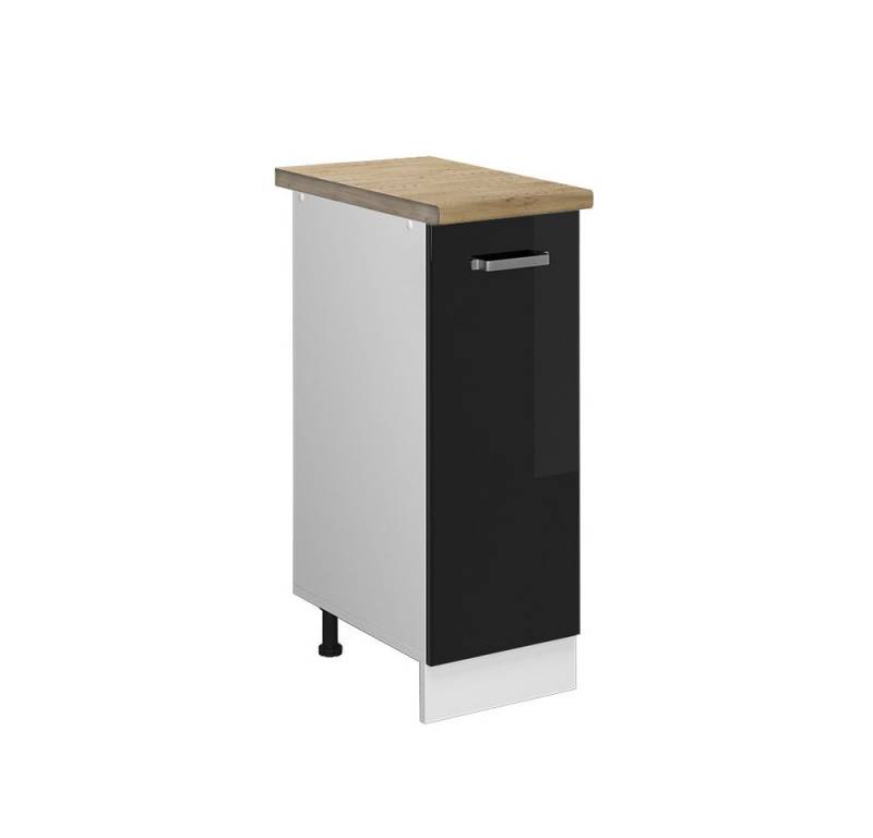 Vicco Apothekerschrank R-Line, Schwarz Hochglanz/Weiß, 30 cm, AP Eiche von Vicco